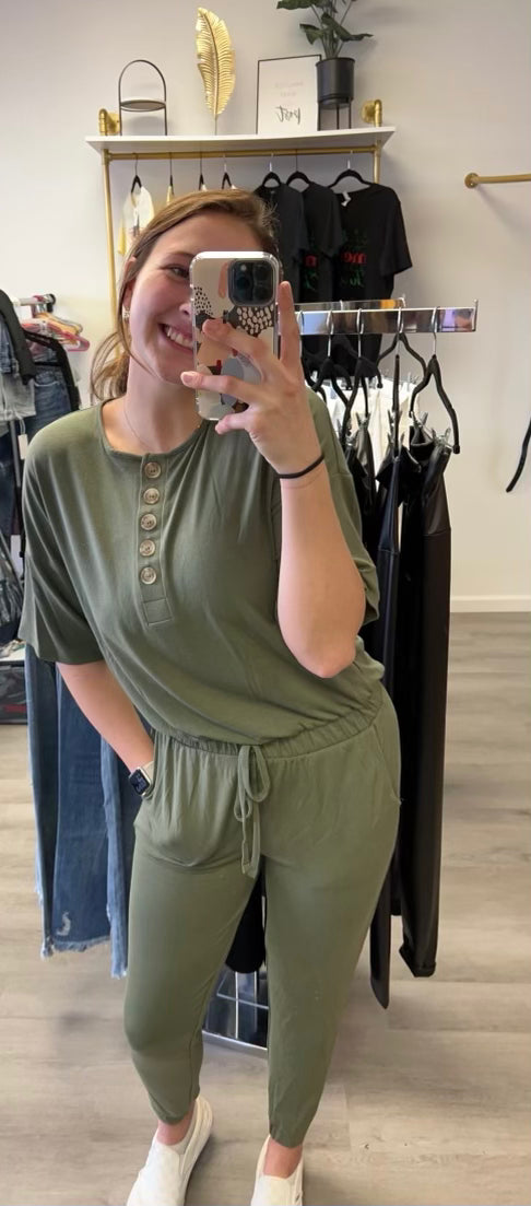 Kyla Olive Cozy Jumpsuit