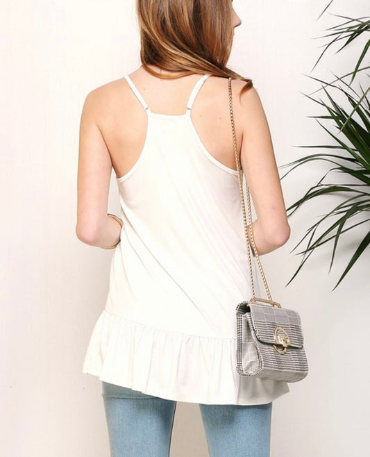Racerback Long Ruffle Tank