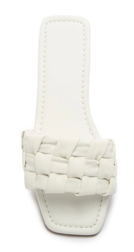 White Braided one band sandals