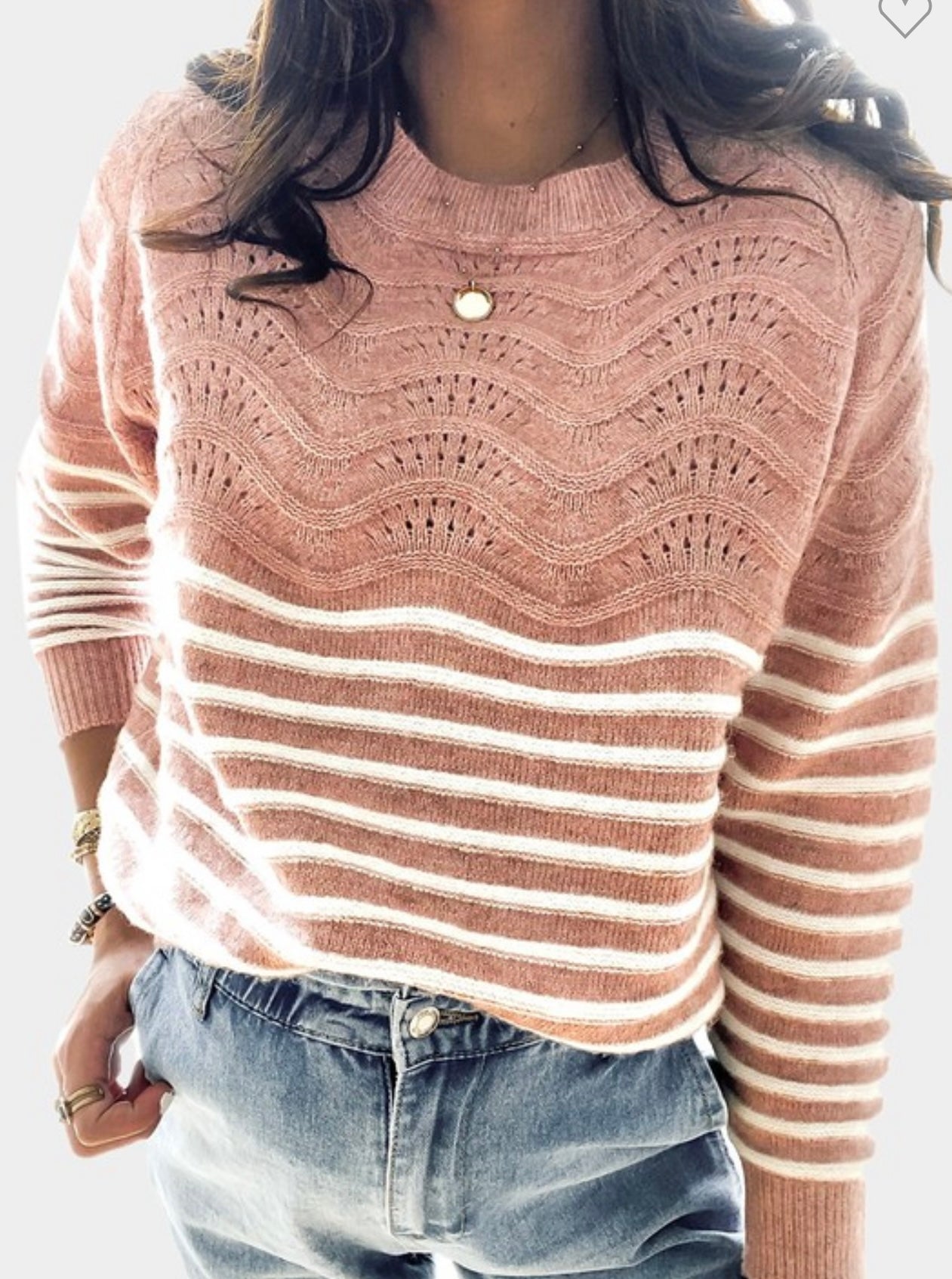 Pink Scallop Stitch Sweater