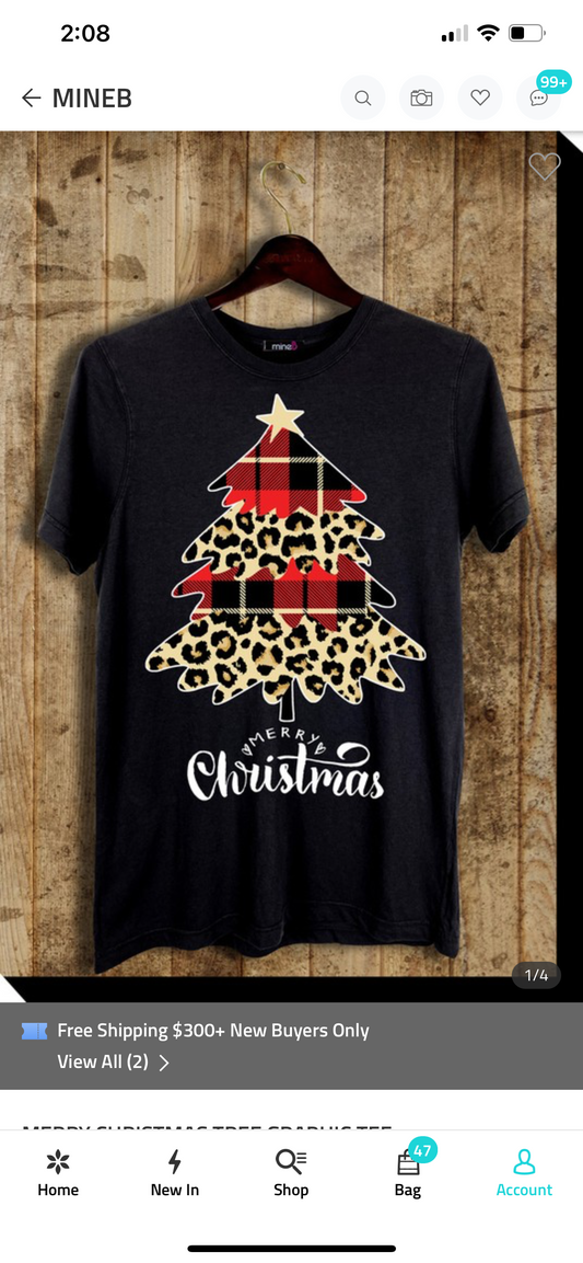Cheetah & Buffalo Plaid Christmas Tree tee